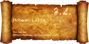 Hohman Lilla névjegykártya